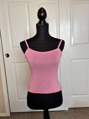 Pink sparkly knit cami tank top (size M)